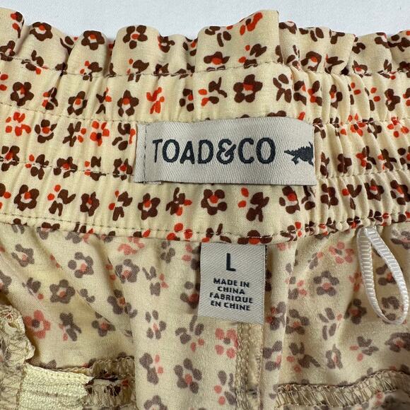 Toad&Co Shorts Womens Large Tan Sunkissed Barley Ditsy Floral Pull On Active - Picture 4 of 15